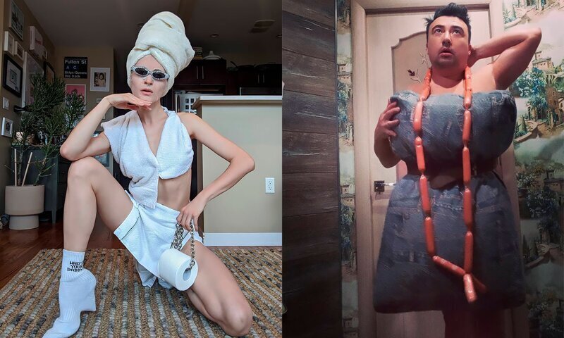 People Are Recreating “High Fashion” Looks From Household Items While In Quarantine