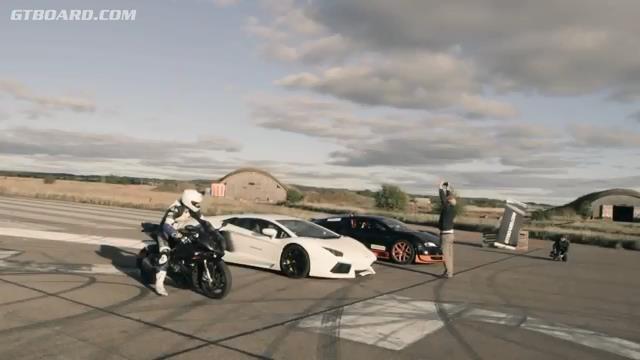 Veyron  vs Aventador vs BMW S1000RR 