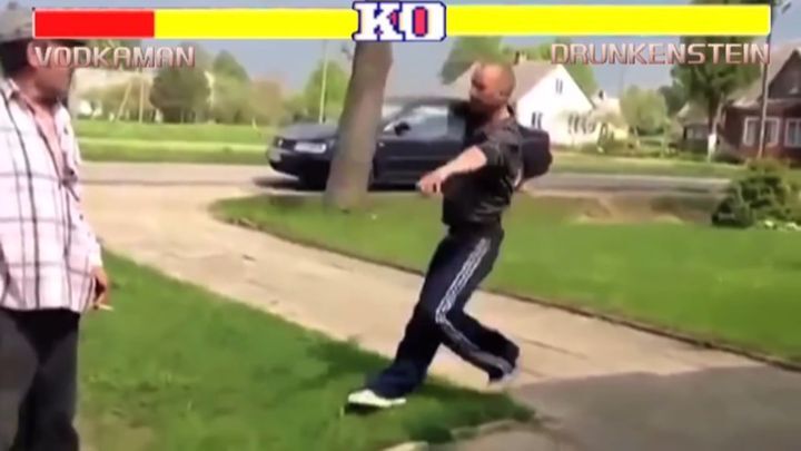 Пьяная драка в стиле Street Fighter  