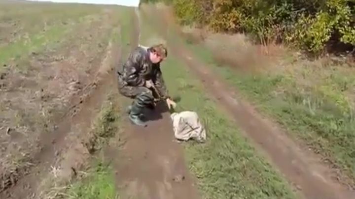 Охотники спасли собаку от верной смерти 