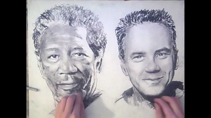 Гениальный художник рисует двумя руками одновременно 