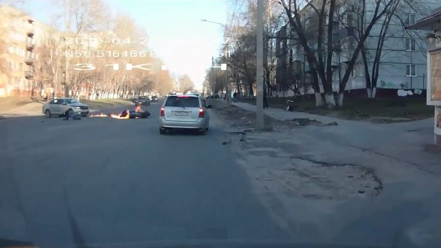 Авария с мотоциклистом в Томске 
