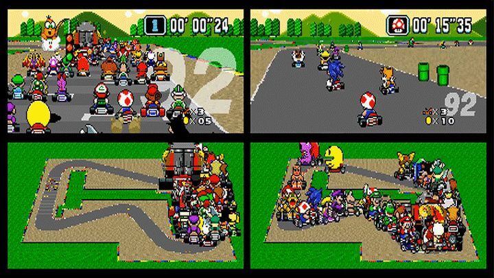 Как выглядела бы популярная гоночная игра Super Mario Kart, если бы в заезде участвовал 101 игрок 