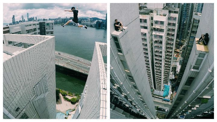 Британский экстремал совершил прыжок без страховки между небоскрёбами в Гонконге  