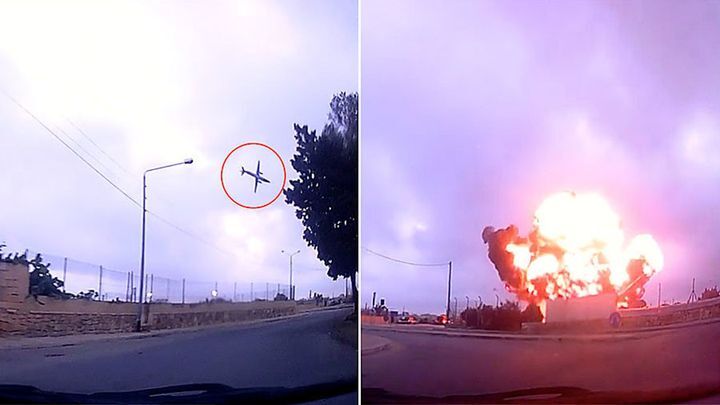 Видеорегистратор очевидца запечатлел момент крушение самолёта на Мальте 