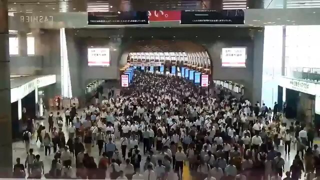 Поток людей в токийском метро 