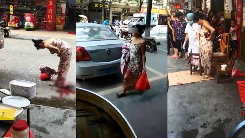 В Китае женщина родила посреди улицы и пошла дальше 