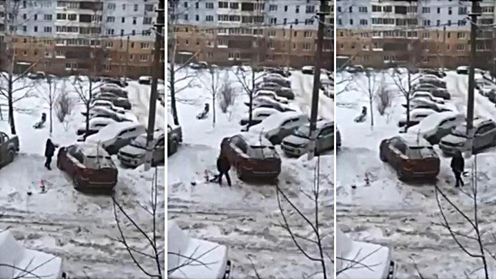  Неадекватная автомобилистка засыпала чужую машину снегом, решив, что у неё есть личное парковочное место 