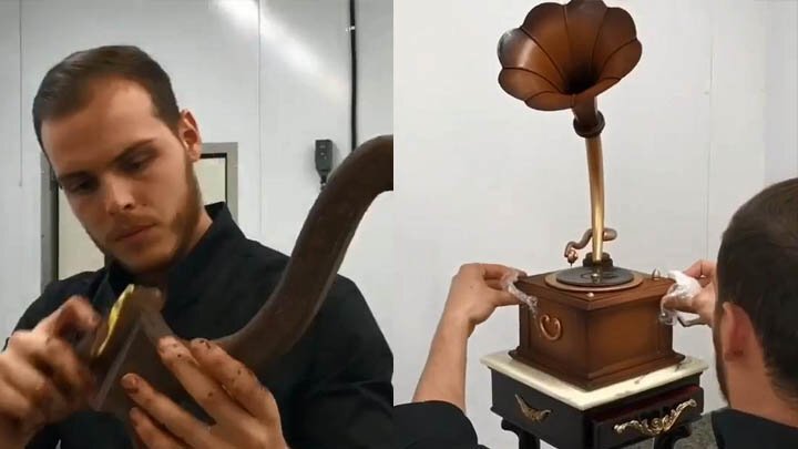 Граммофон созданный целиком из шоколада 