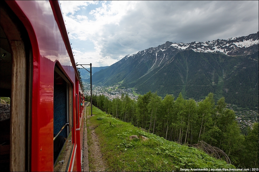 Горная железная дорога Монтенвер в Альпах