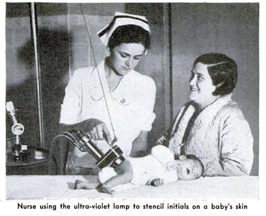Ультрафиолетовая лампа для маркировки новорождённых: декабрь 1938