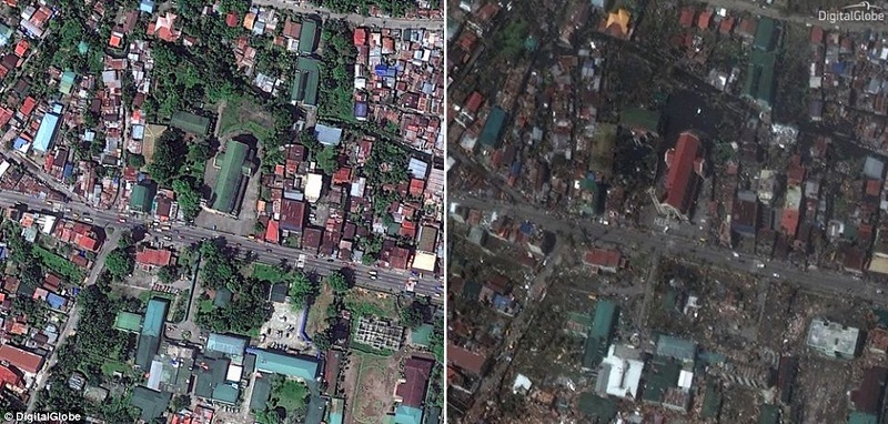 Город Талкобан до и после тайфуна «Хайян»