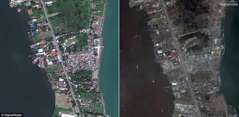 Город Талкобан до и после тайфуна «Хайян»