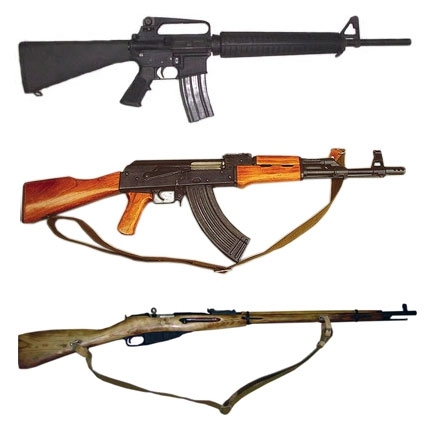 Сравнение АК 47, М16, винтовка Мосина