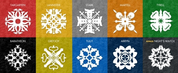 Снежинки в виде гербов из сериала "Игра Престолов" своими руками