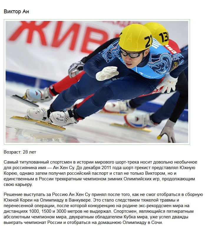 Самые успешные российские спортсмены