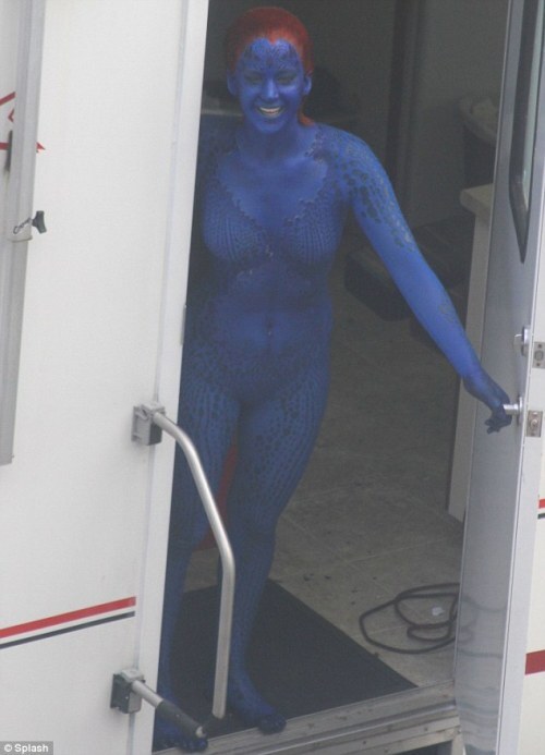 Дженнифер Лоуренс на съемках новой части Люди Икс