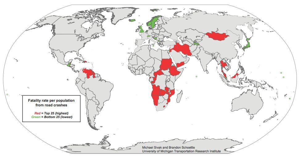 Самые опасные страны для вождения