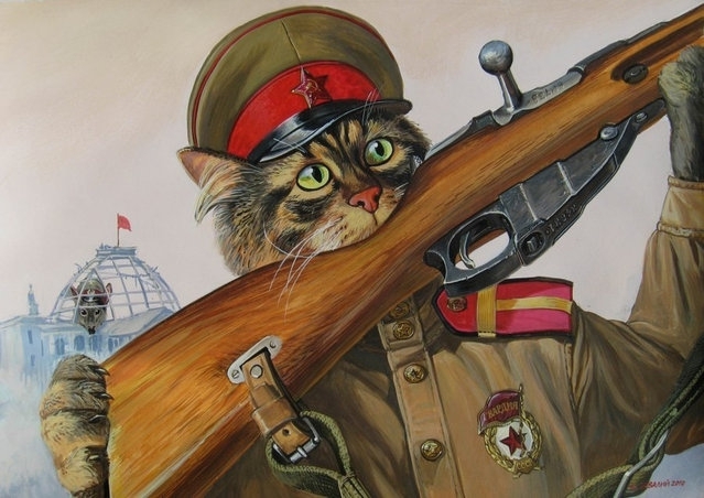 Храбрые коты от русского художника