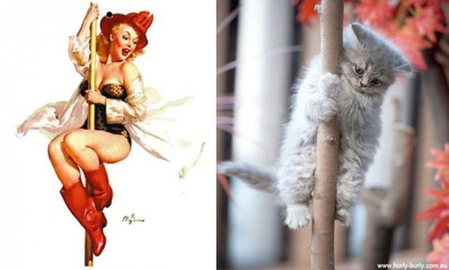Котики и девушки с ретро плакатов