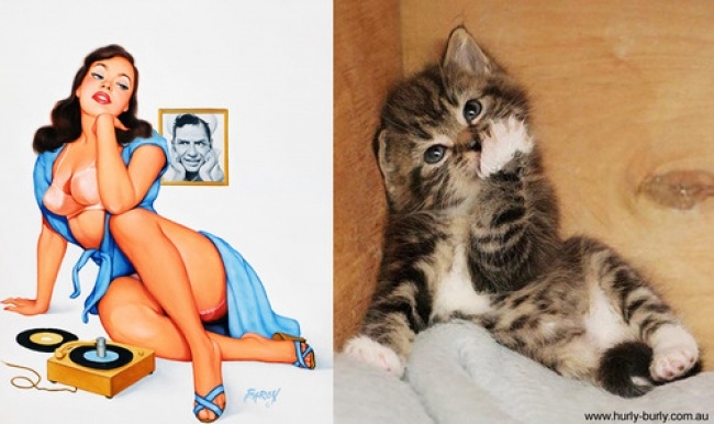 Котики и девушки с ретро плакатов