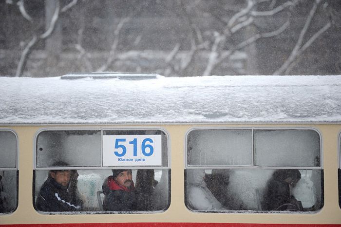 Весенний снегопад в Екатеринбурге