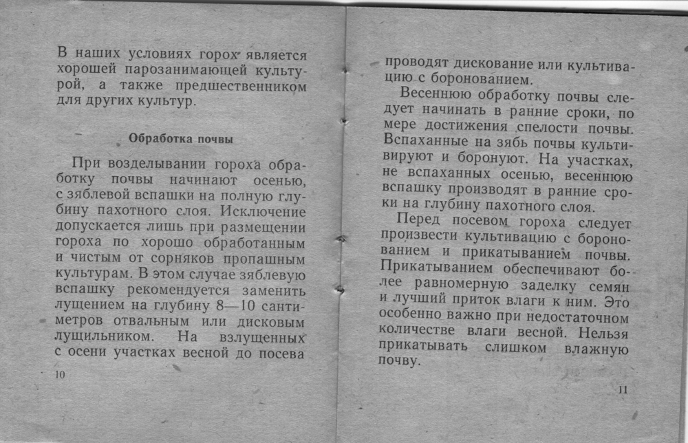 Памятка по возделыванию гороха, 1962 г.