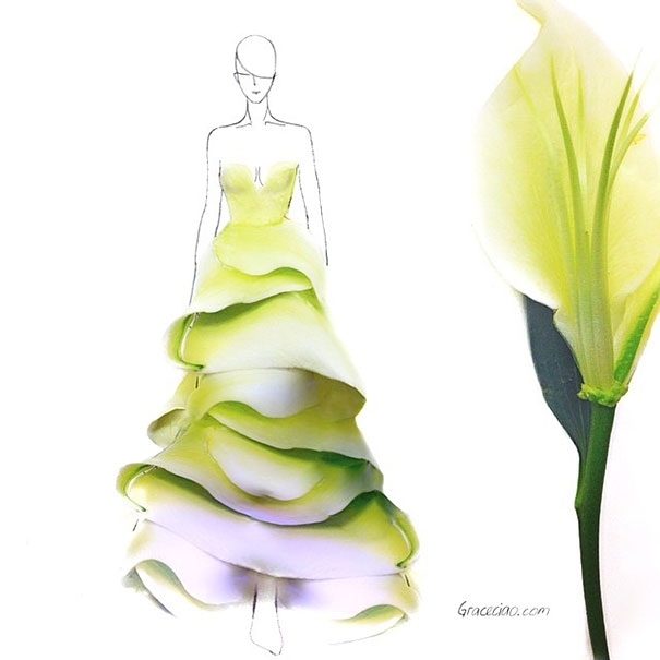 22-летний студент создает дизайны платьев из живых цветов.