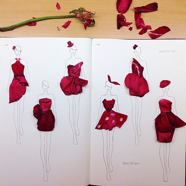 22-летний студент создает дизайны платьев из живых цветов.
