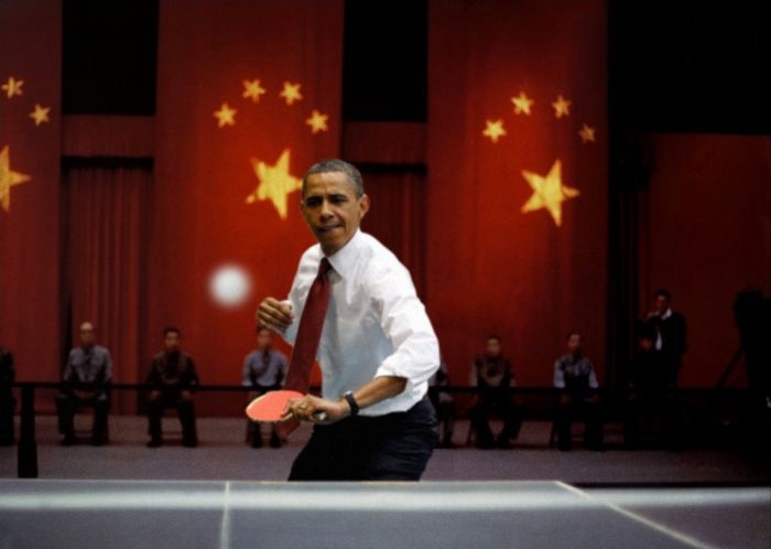 Фотожабы Барака Обамы, играющего в настольный теннис 