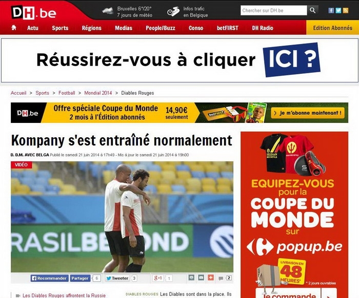 Что пишет бельгийская пресса об матче Бельгия-Россия.
