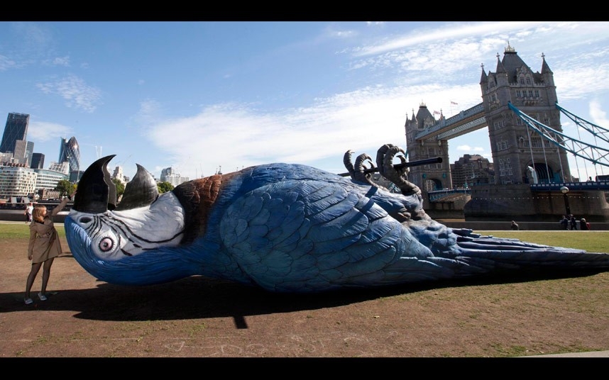 Огромный попугай в Лондоне