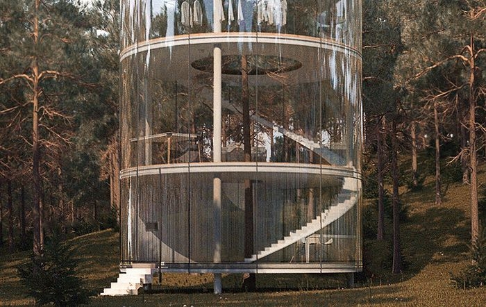 Уникальный проект стеклянного дома в лесу
