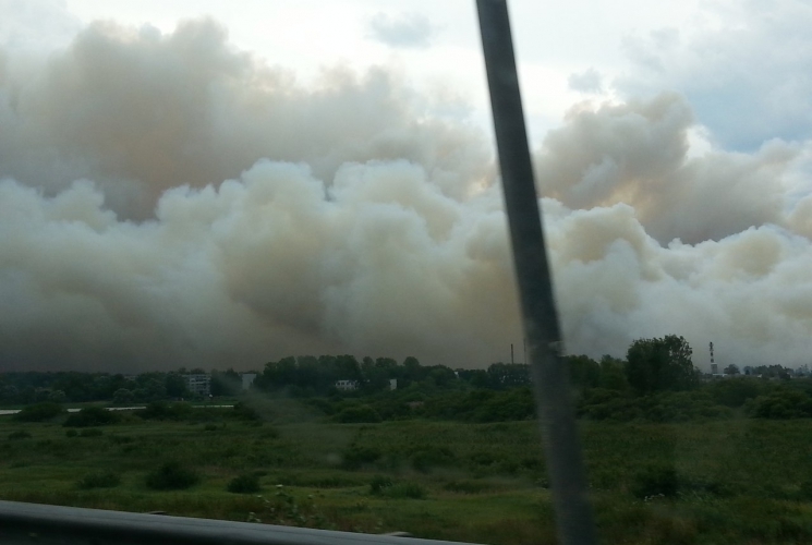 В Тверской области над трассой М10 повис густой смог от пожара