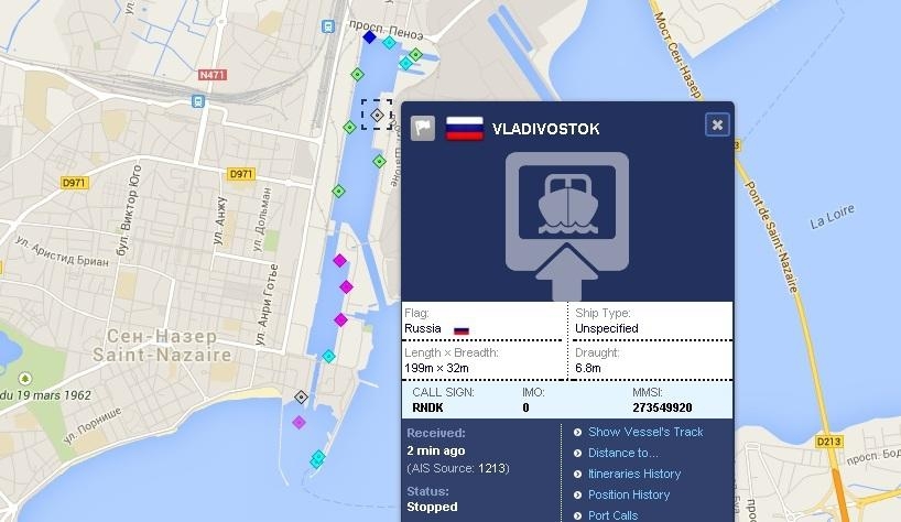 Первый «Мистраль» в международной системе AIS перешёл под флаг России