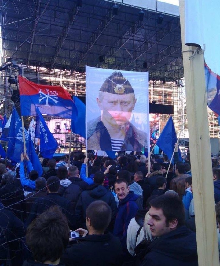 Сербия:  Митинг в поддержку Новороссии и за воссоединение с Россией.