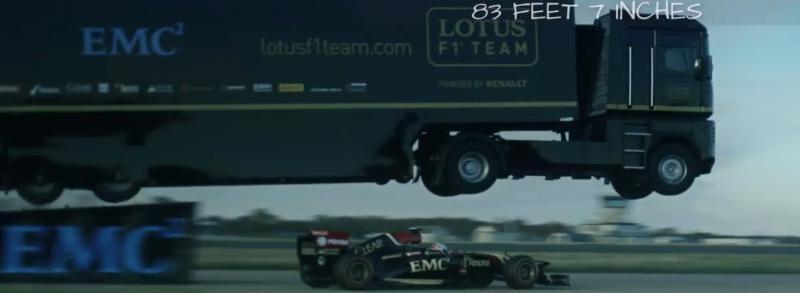 Epic World-Record Truck Jump by EMC and Lotus F1 Team 