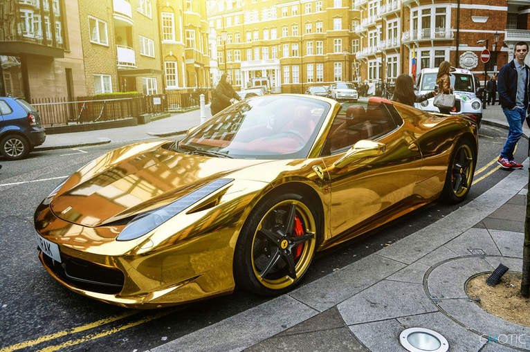 Chrome Gold Ferrari 458 Spider