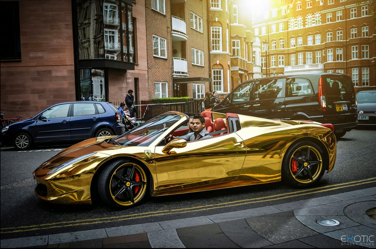 Chrome Gold Ferrari 458 Spider