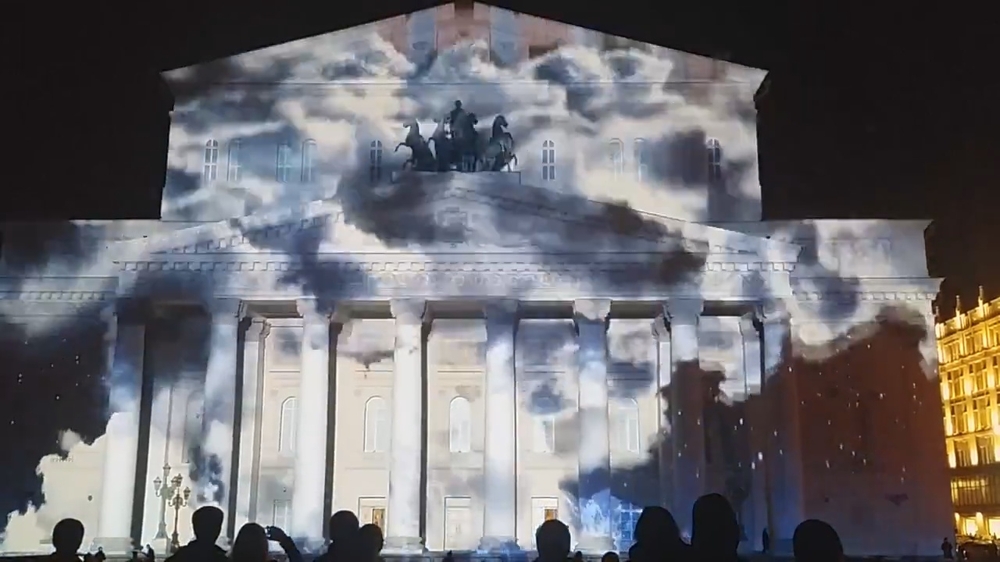 Лазерное 3D световое шоу на здании Большого Театра