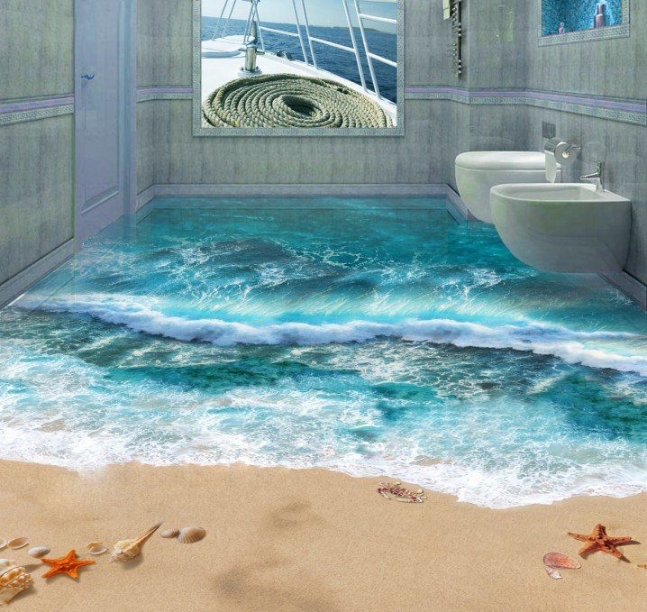 15 идей неповторимых 3D полов для ванной комнаты
