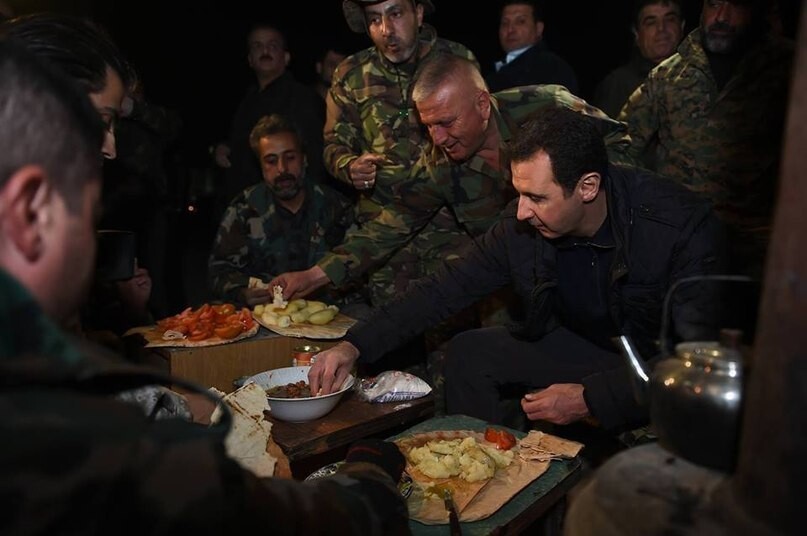Башар аль-Асад в новогоднюю ночь посетил солдат в районе Дамаска