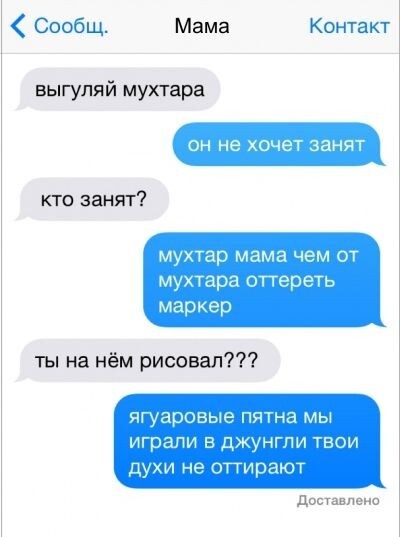 Смс-переписка мамы и сына