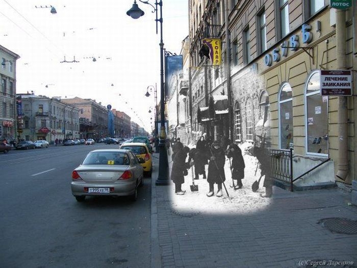 Синхронизация снимков блокадного Ленинграда и современного Петербурга