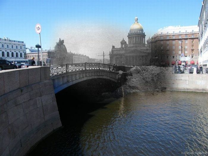 Синхронизация снимков блокадного Ленинграда и современного Петербурга