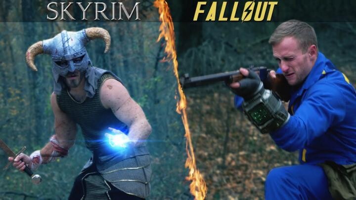 Довакин из Skyrim против одинокого странника из Fallout 