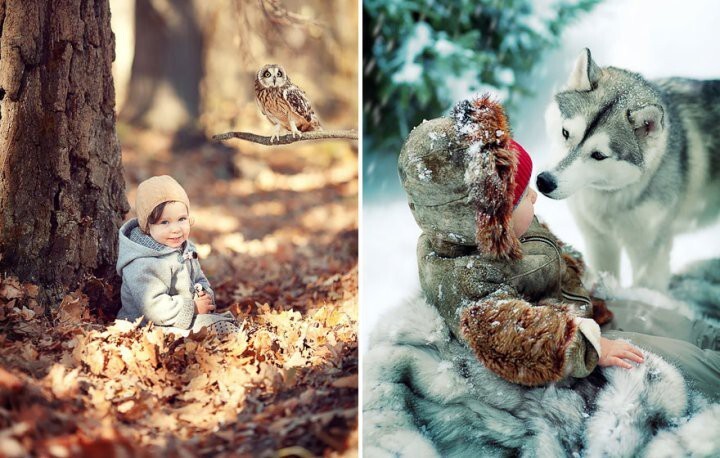 Фотограф снимает удивительные фотографии детей с животными