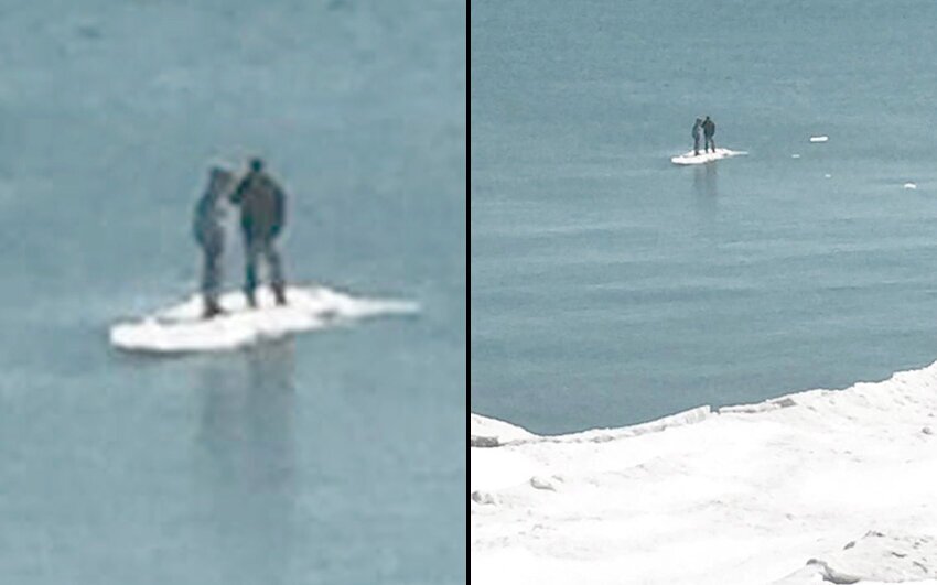 Спасатели сняли двух парней с отколовшейся льдины на озере Мичиган в штате Висконсин.