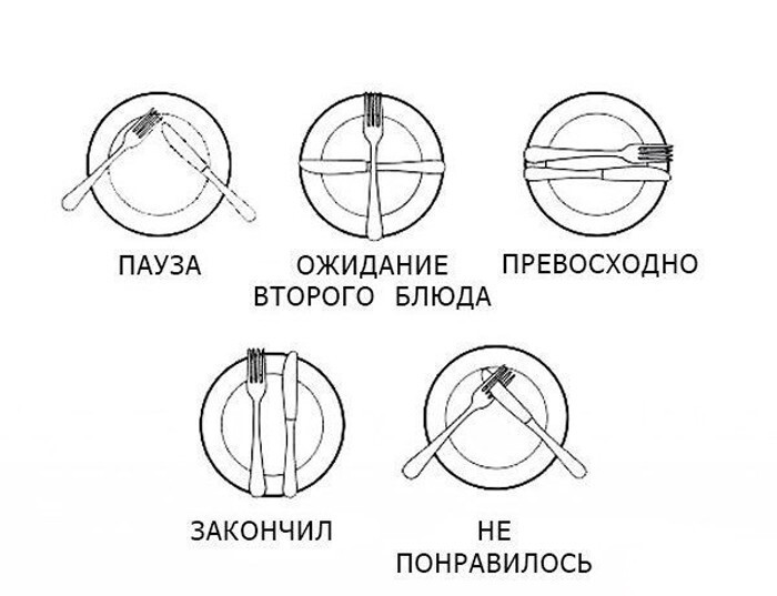 6. Правильно кладите столовые приборы на тарелку