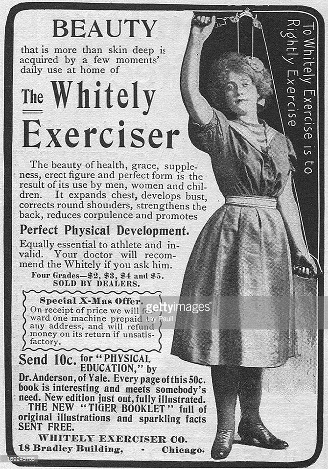Реклама снаряда для упражнений Whitely, Чикаго, Иллинойс, 1900.